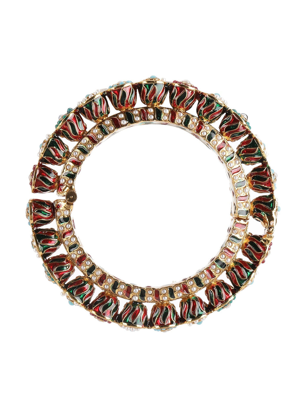 Handcrafted Heavy Bangles (set of 2) - Ruby Raang - Distacart