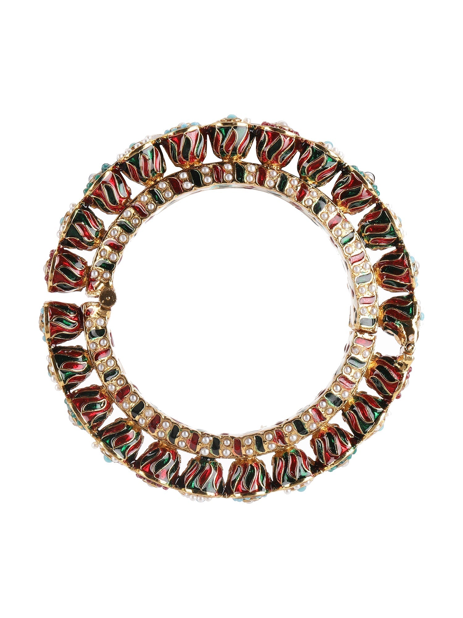 Handcrafted Heavy Bangles (set of 2) - Ruby Raang - Distacart