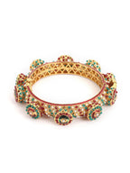 Rajwada Red - Green Hues Handcrafted Heavy Bangle - Ruby Raang - Distacart