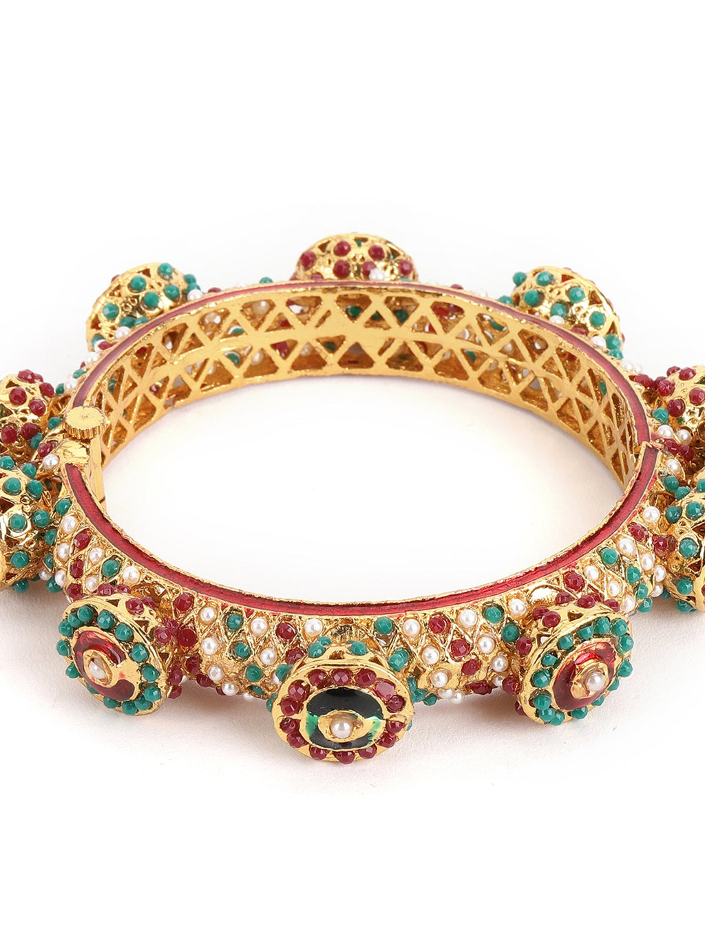 Rajwada Red - Green Hues Handcrafted Heavy Bangle - Ruby Raang - Distacart