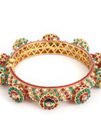 Rajwada Red - Green Hues Handcrafted Heavy Bangle - Ruby Raang - Distacart