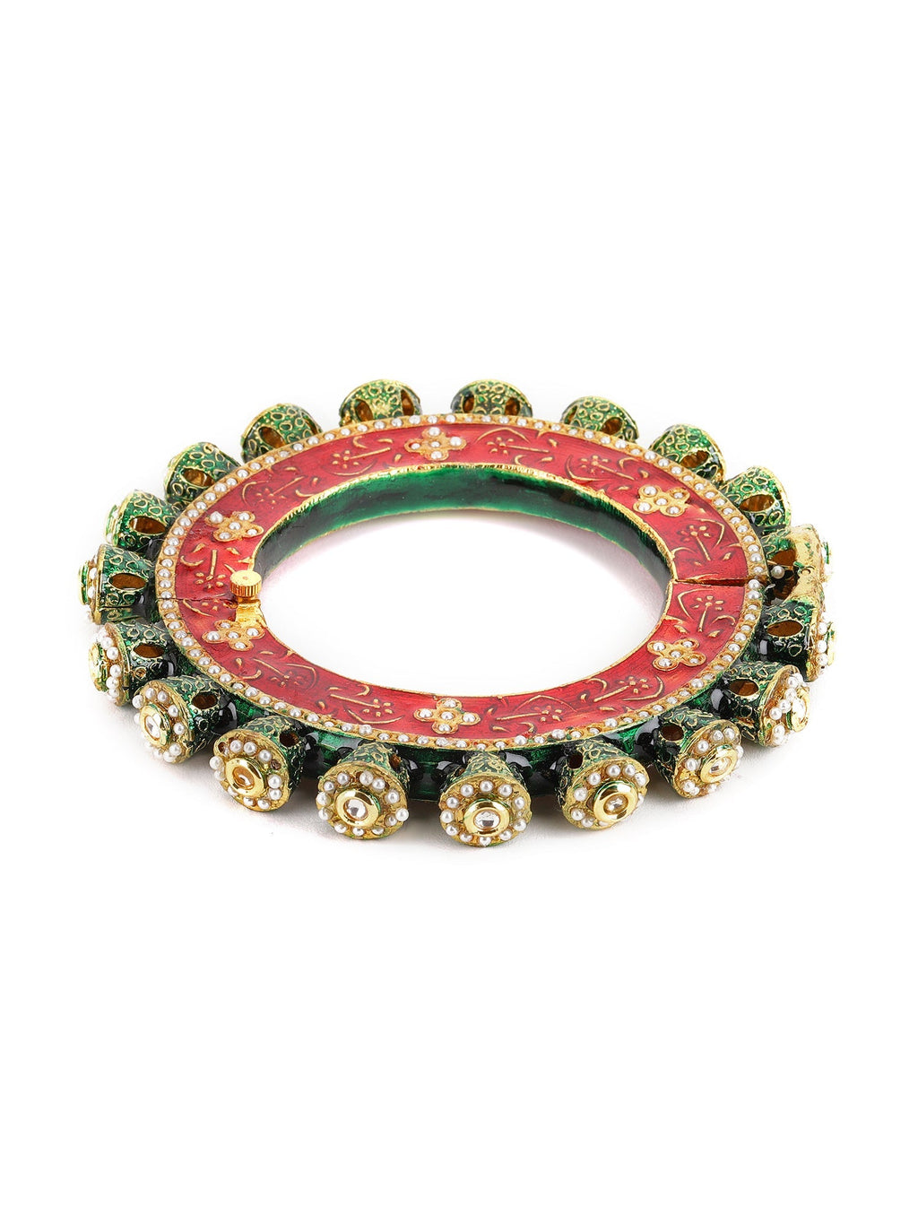 Meenakari Handcrafted Heavy Bangle - Ruby Raang - Distacart