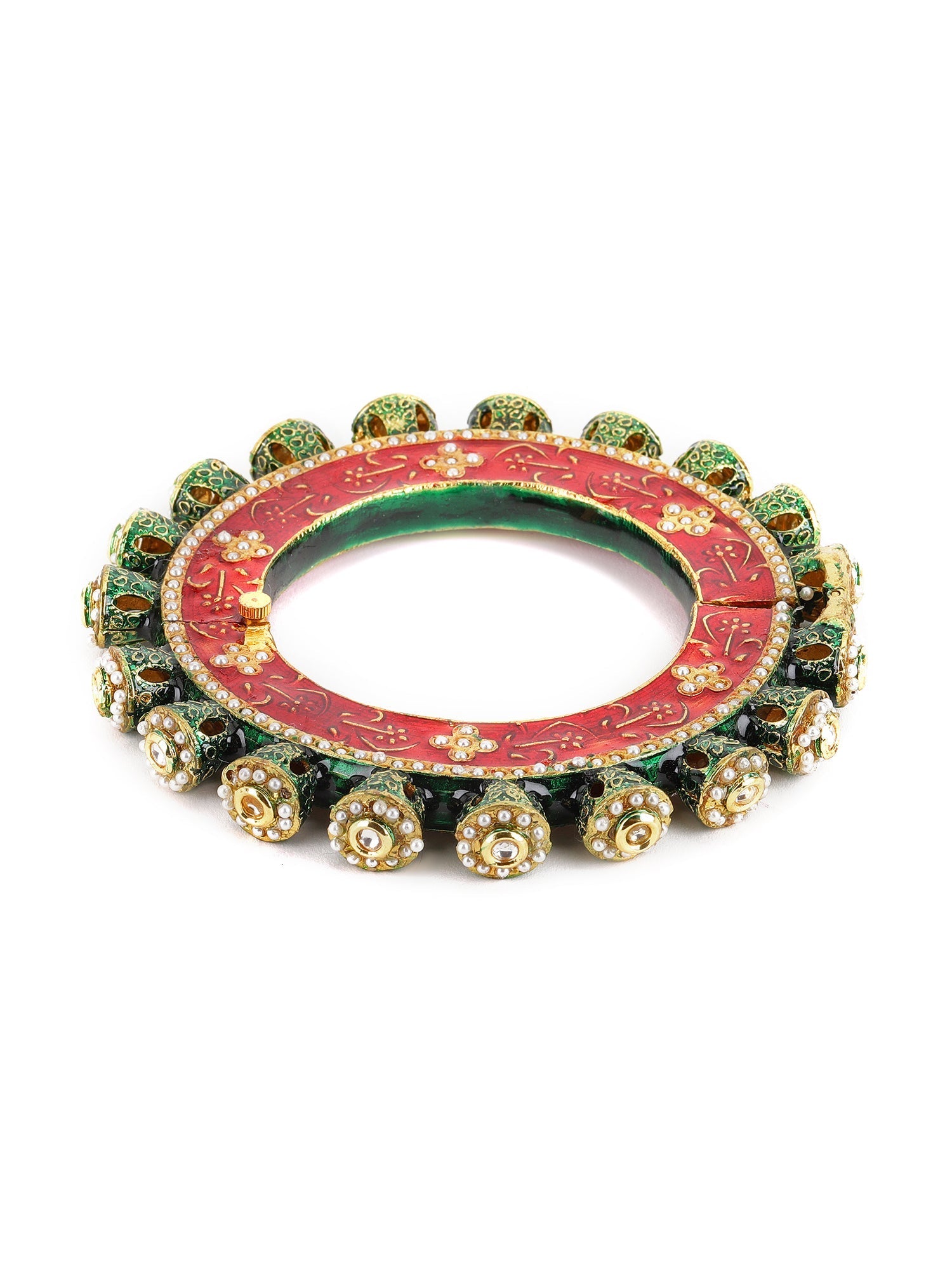 Meenakari Handcrafted Heavy Bangle - Ruby Raang - Distacart