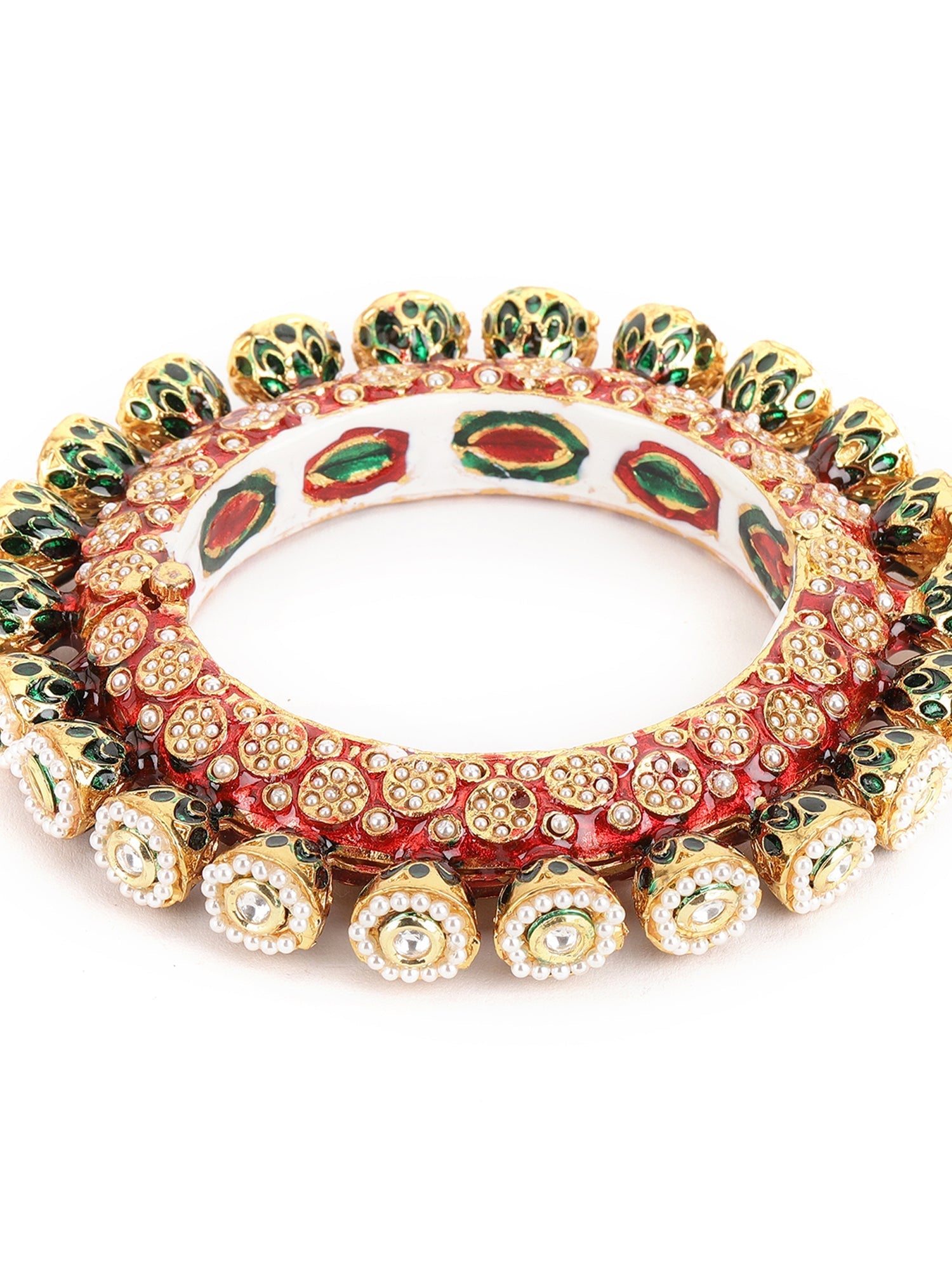 Red Meenakari Handcrafted Heavy Bangle - Ruby Raang - Distacart