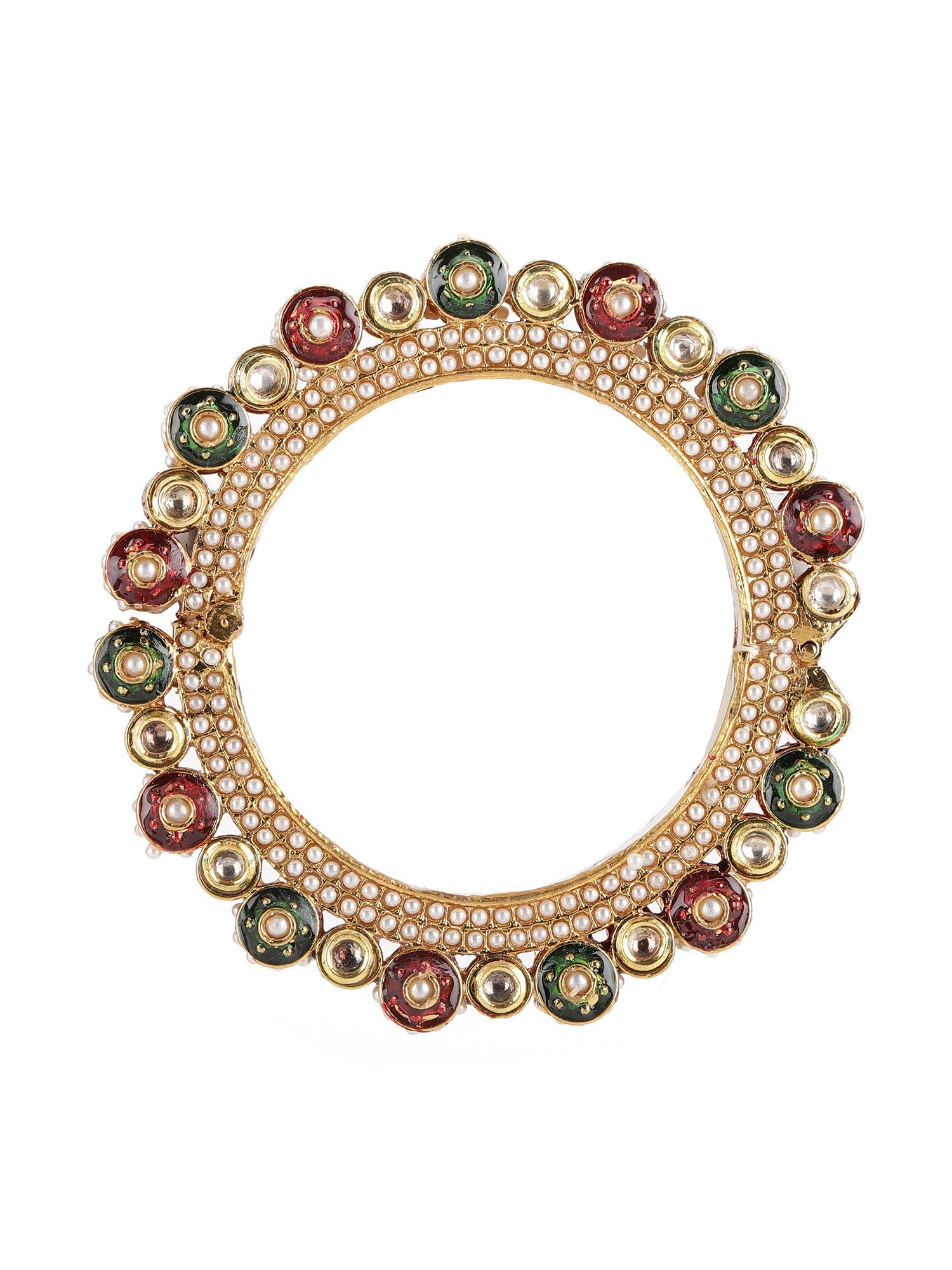 Pearl Meenakari Handcrafted Heavy Bangle - Ruby Raang - Distacart