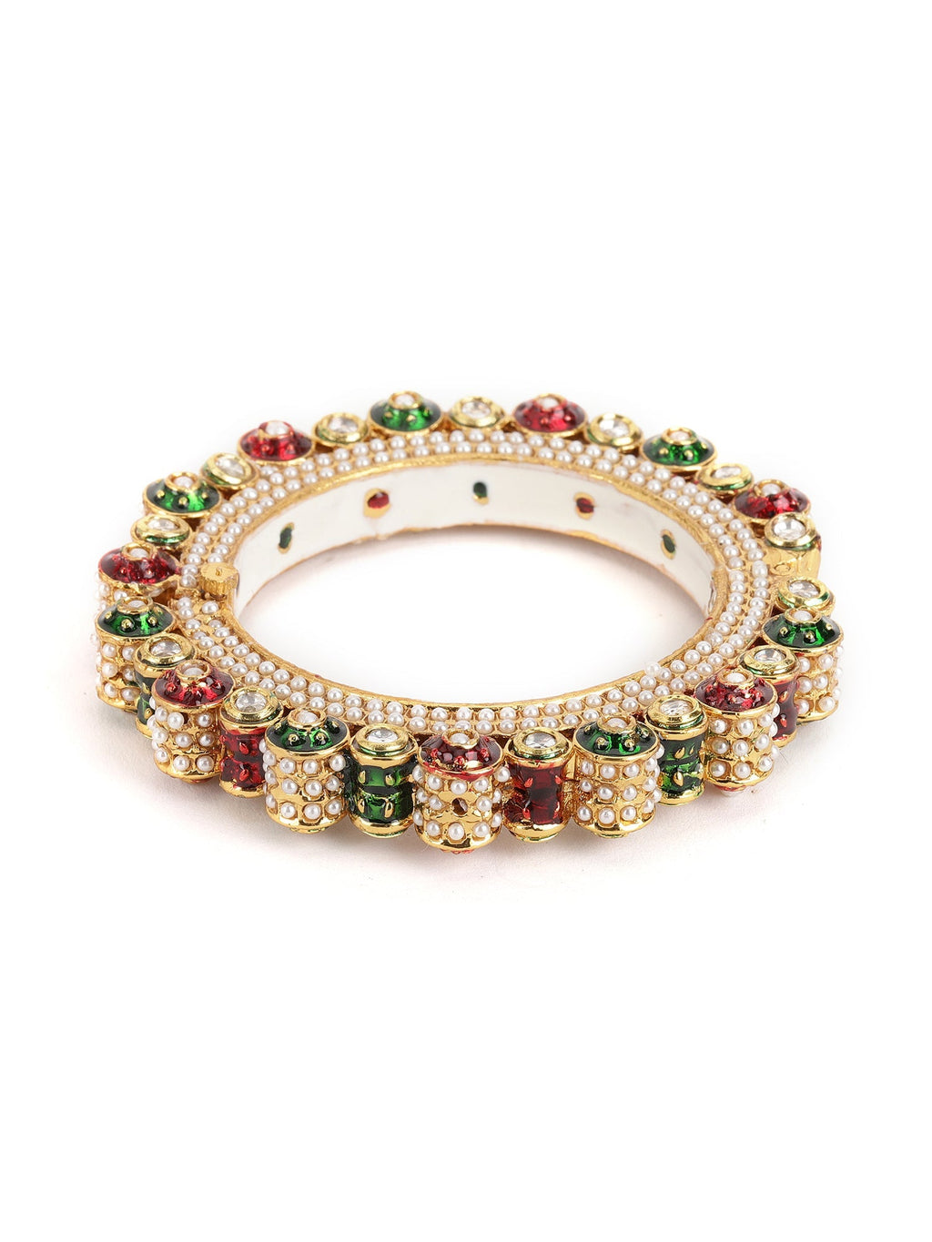 Pearl Meenakari Handcrafted Heavy Bangle - Ruby Raang - Distacart