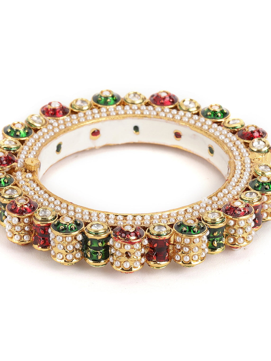 Pearl Meenakari Handcrafted Heavy Bangle - Ruby Raang - Distacart