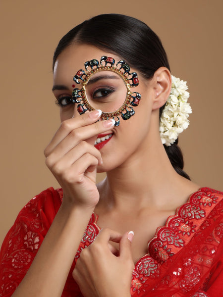 Elephant Blue Meenakari Handcrafted Heavy Bangle - Ruby Raang