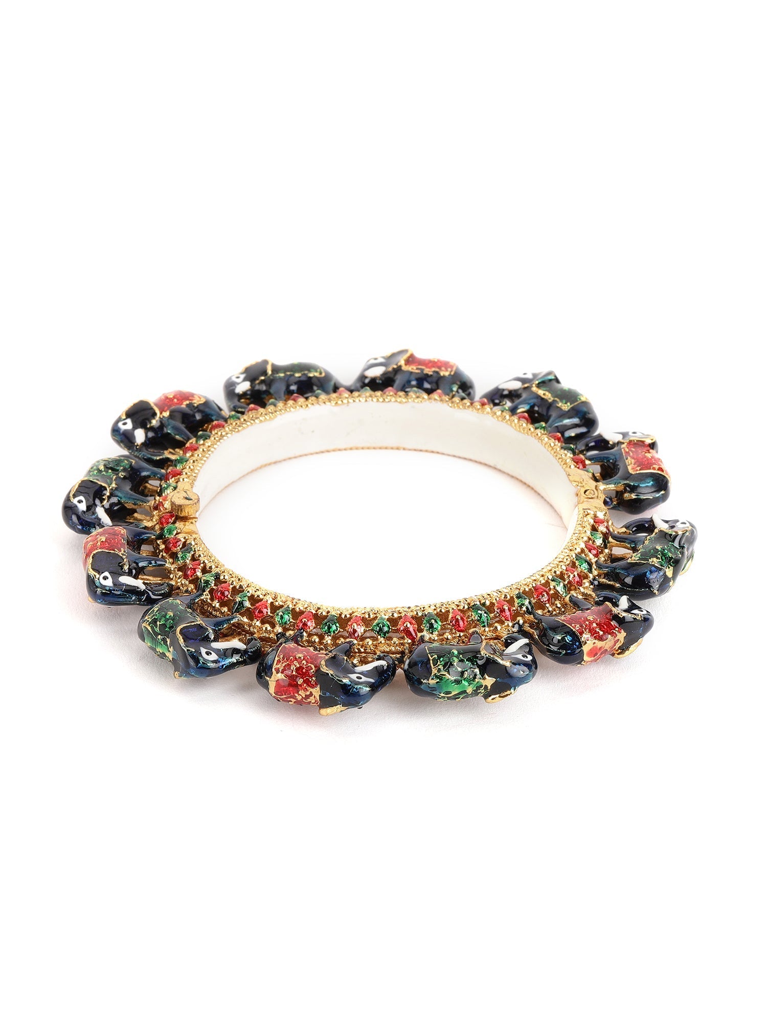 Elephant Blue Meenakari Handcrafted Heavy Bangle - Ruby Raang - Distacart