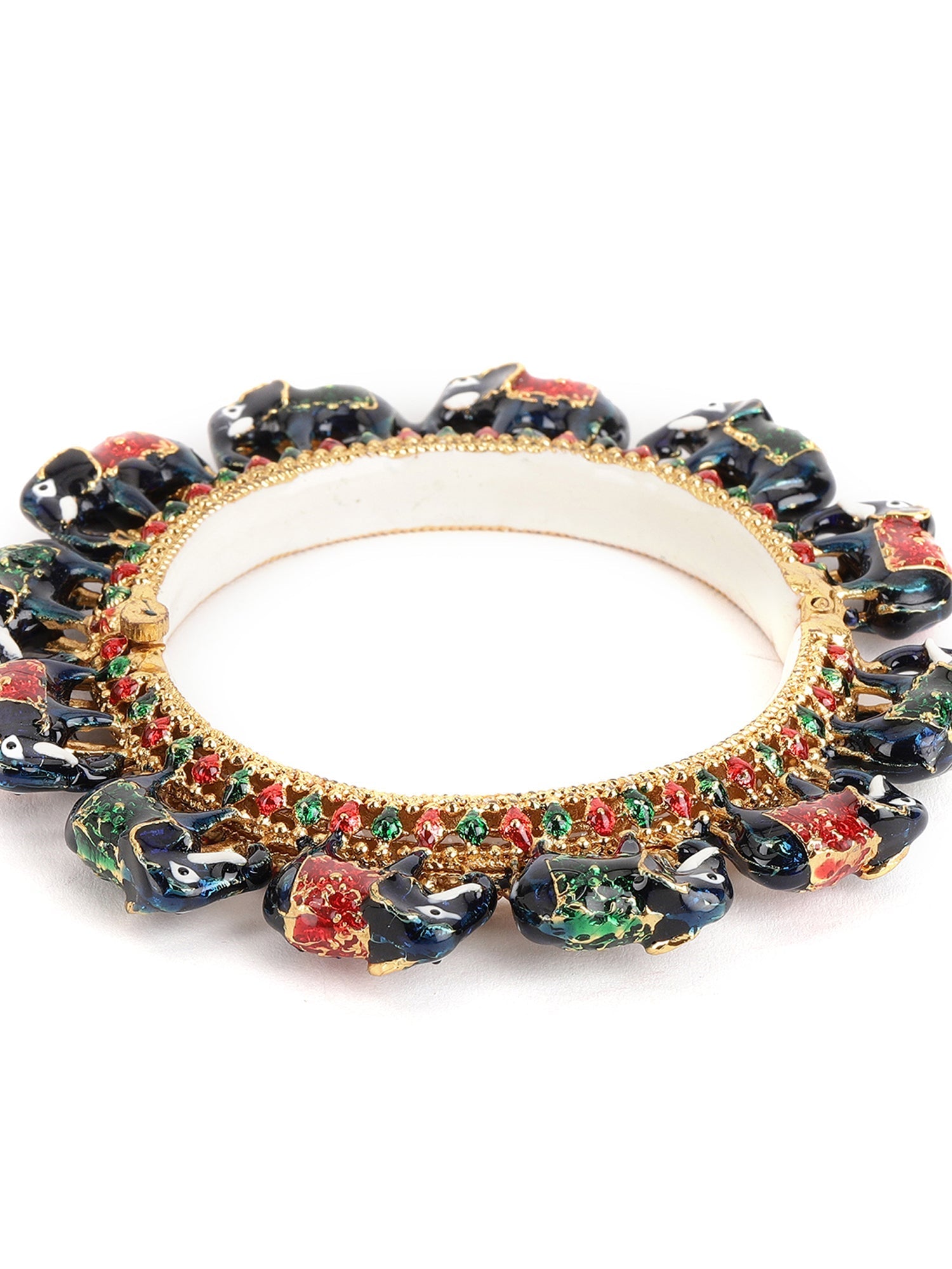Elephant Blue Meenakari Handcrafted Heavy Bangle - Ruby Raang - Distacart