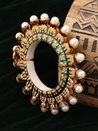 Oversized Pearl Meenakari Handcrafted Heavy Bangle - Ruby Raang - Distacart