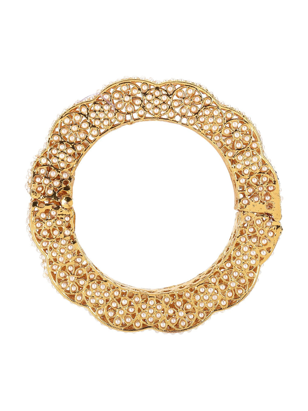 Golden Pearl Handcrafted Heavy Bangle - Ruby Raang - Distacart