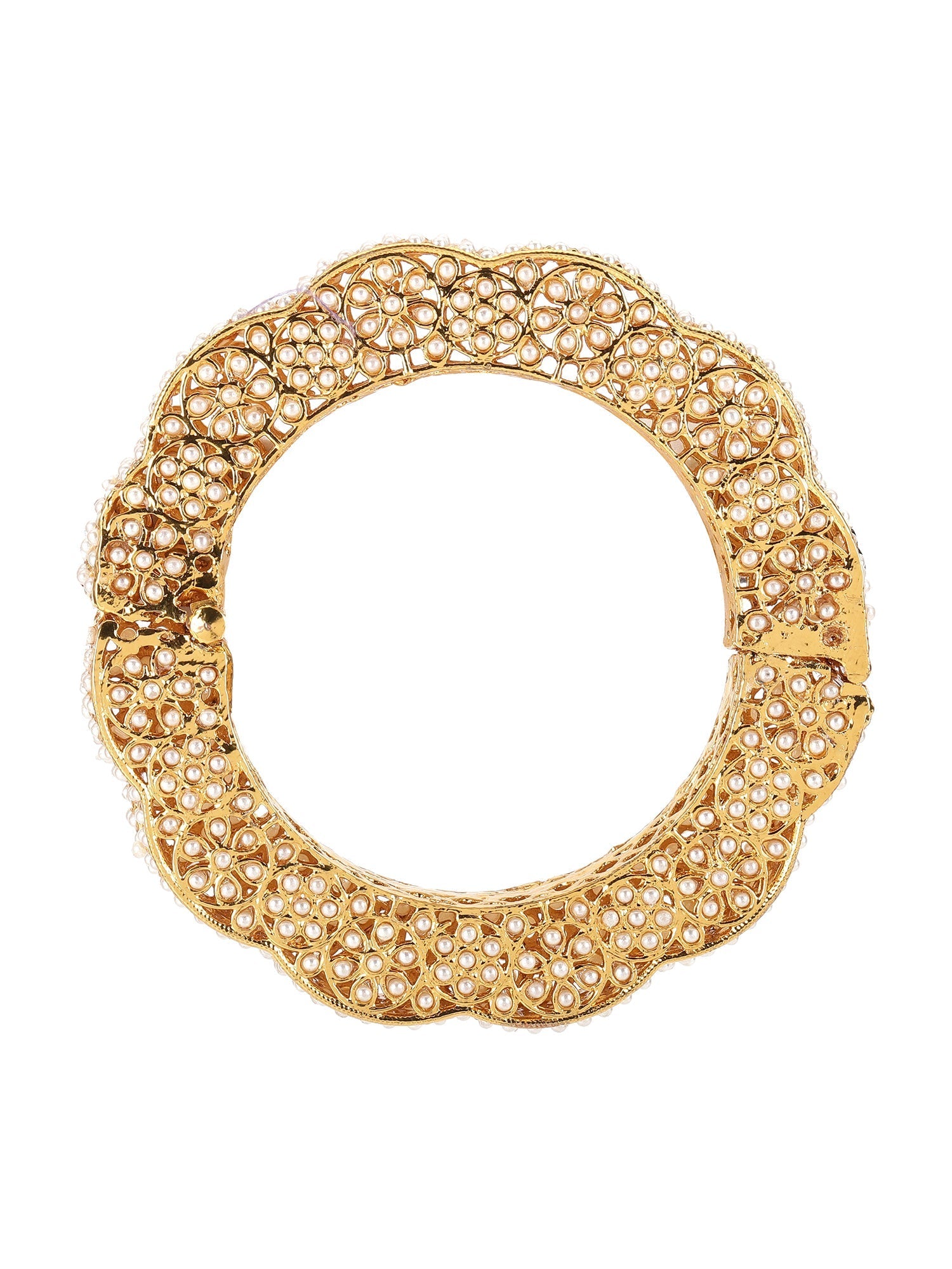Golden Pearl Handcrafted Heavy Bangle - Ruby Raang - Distacart