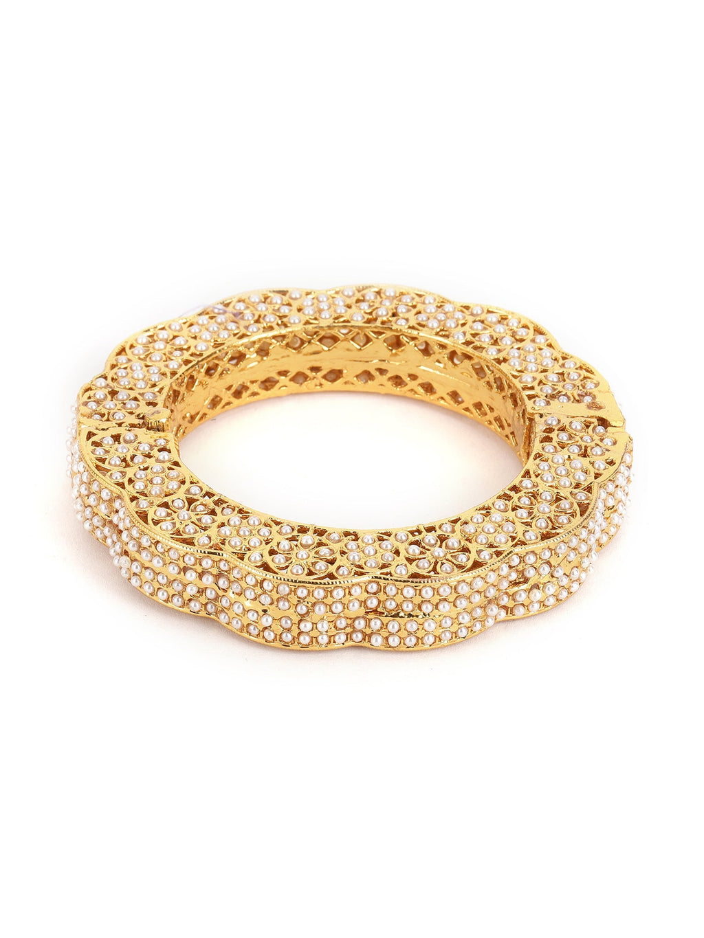 Golden Pearl Handcrafted Heavy Bangle - Ruby Raang - Distacart