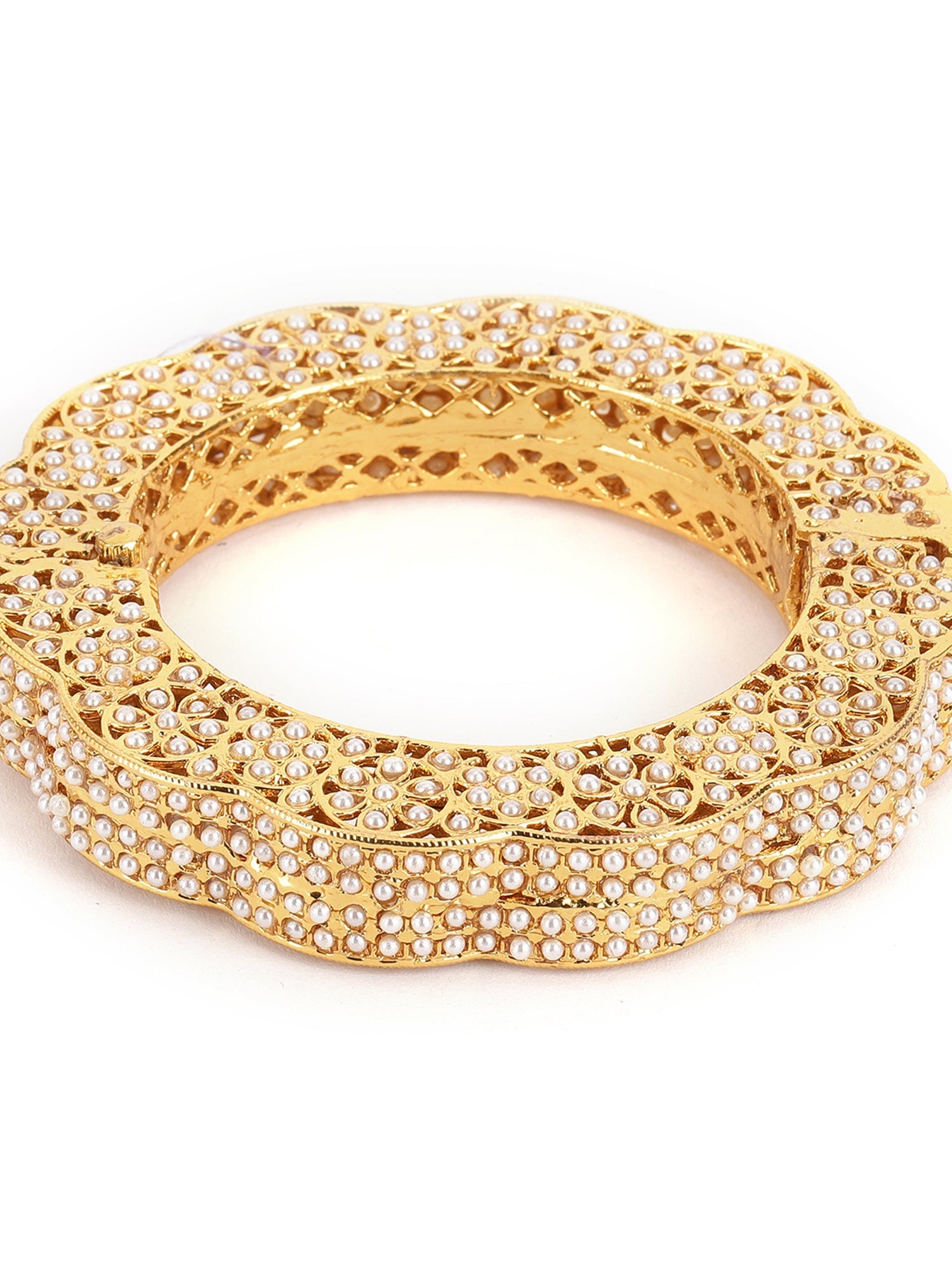 Golden Pearl Handcrafted Heavy Bangle - Ruby Raang - Distacart
