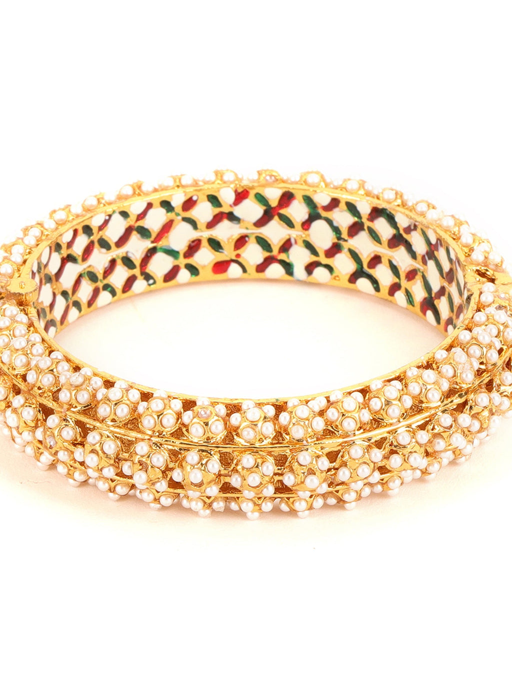 Handcrafted Pearl Heavy Bangle - Ruby Raang - Distacart