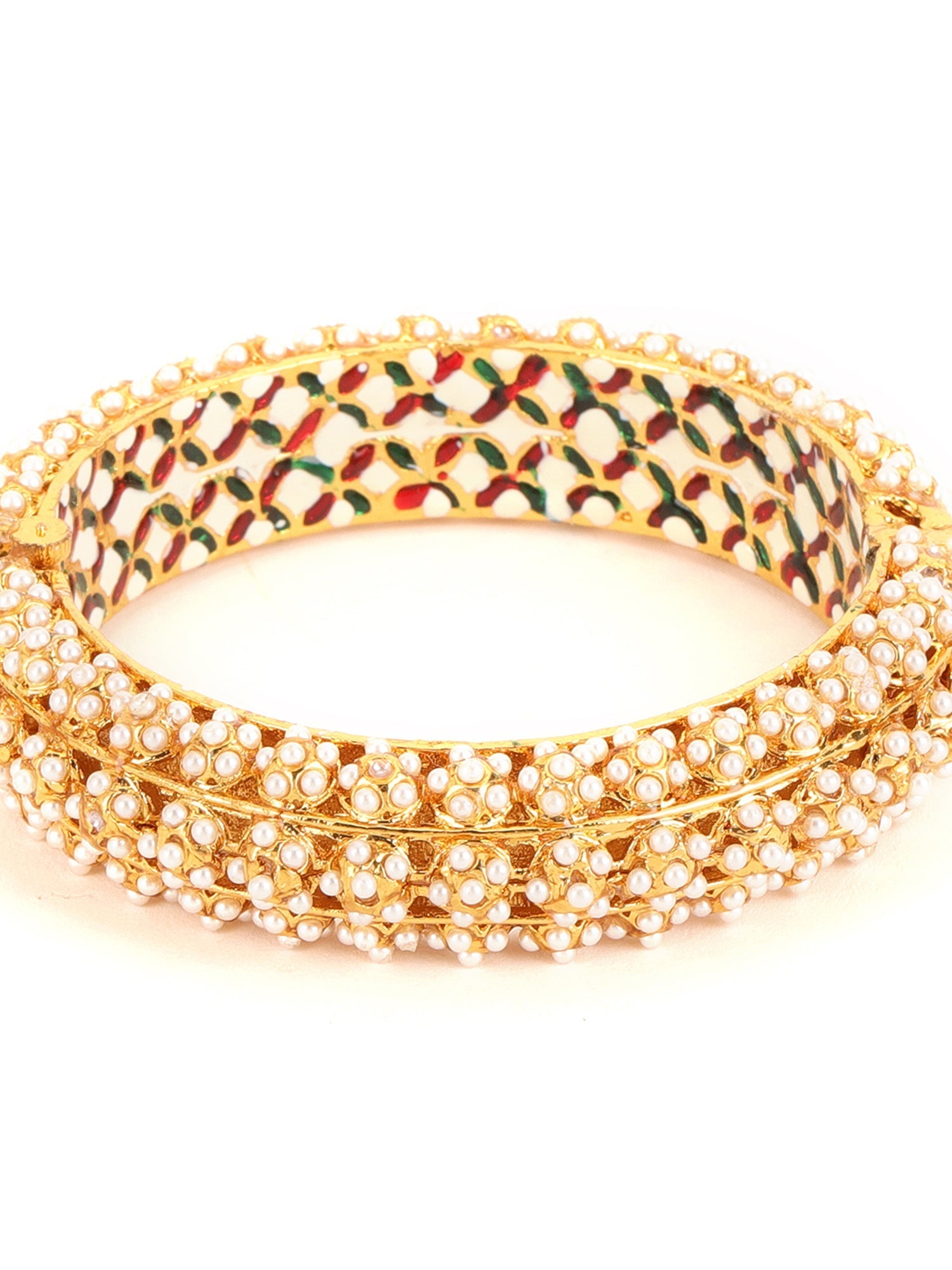 Handcrafted Pearl Heavy Bangle - Ruby Raang - Distacart