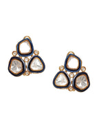 Three Stone Blue Meenakari Kundan Earrings - Ruby Raang - Distacart