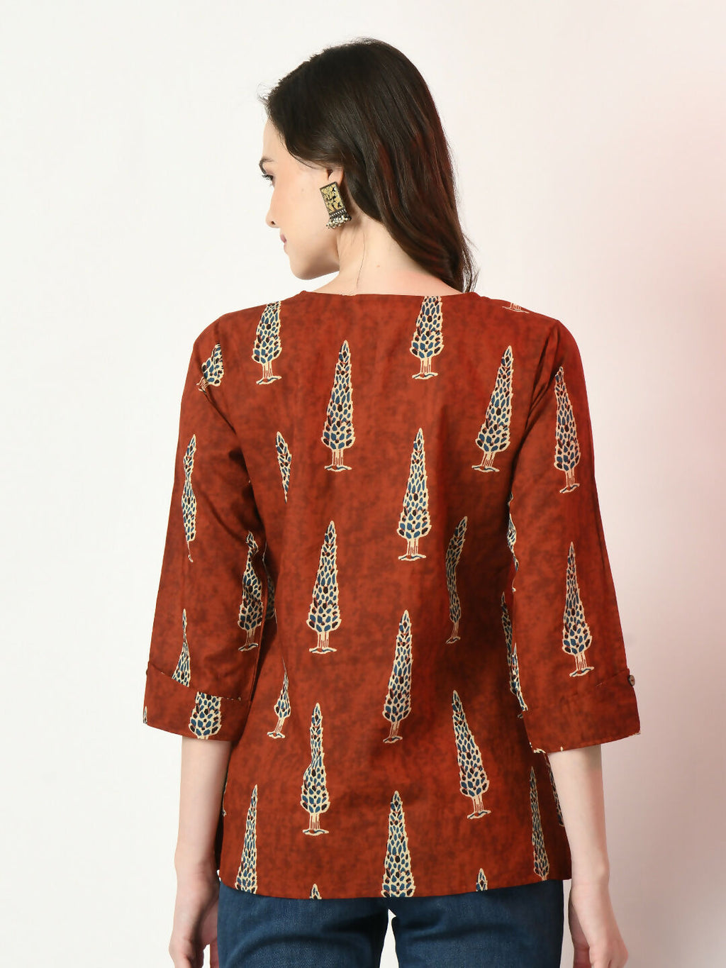 Myshka Women's Rust Printed Top