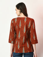 Myshka Women's Rust Printed Top
