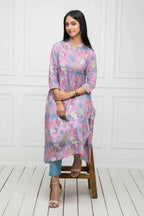 Myshka Women Multi Floral Rayon A-Line Round Neck Kurtas - Distacart