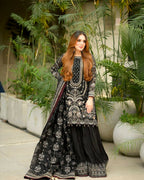 Teeya Creation Black Faux georgette Designer heavy work Wedding Wear Palazzo pair - Distacart