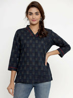 Miravan Women's Blue Printed Indigo Kurti