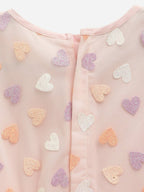 Ahalyaa Pink Net Glitter Print kids Dress For Girls