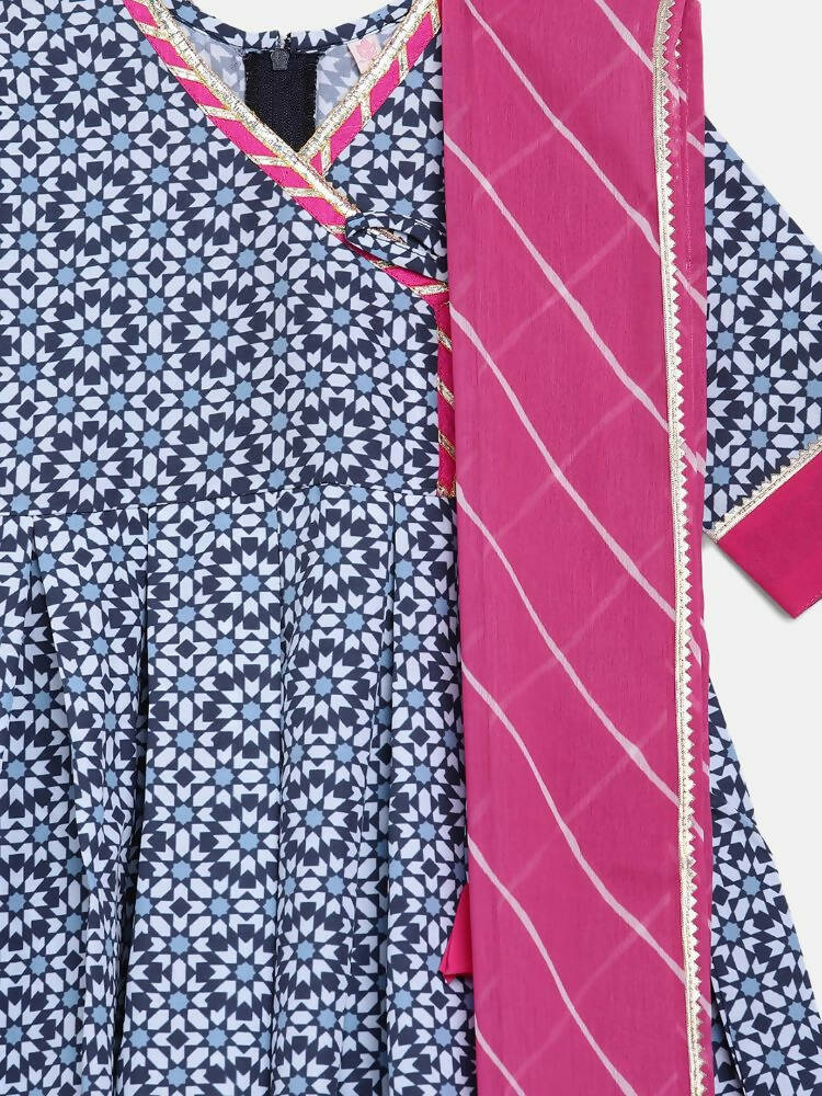 Ahalyaa Multi Crepe Printed Kids Kurta Sharara Set With Dupatta For Girls