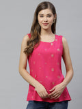 Ahalyaa Women Pink & Golden Printed Top