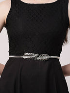 NVR Women Circular Silver Plated Stretchable Metal Belt