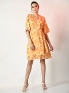 Myshka Women's Yellow Printed Dress - Distacart