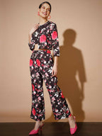 Myshka Women Black Printed Co-Ords - Distacart