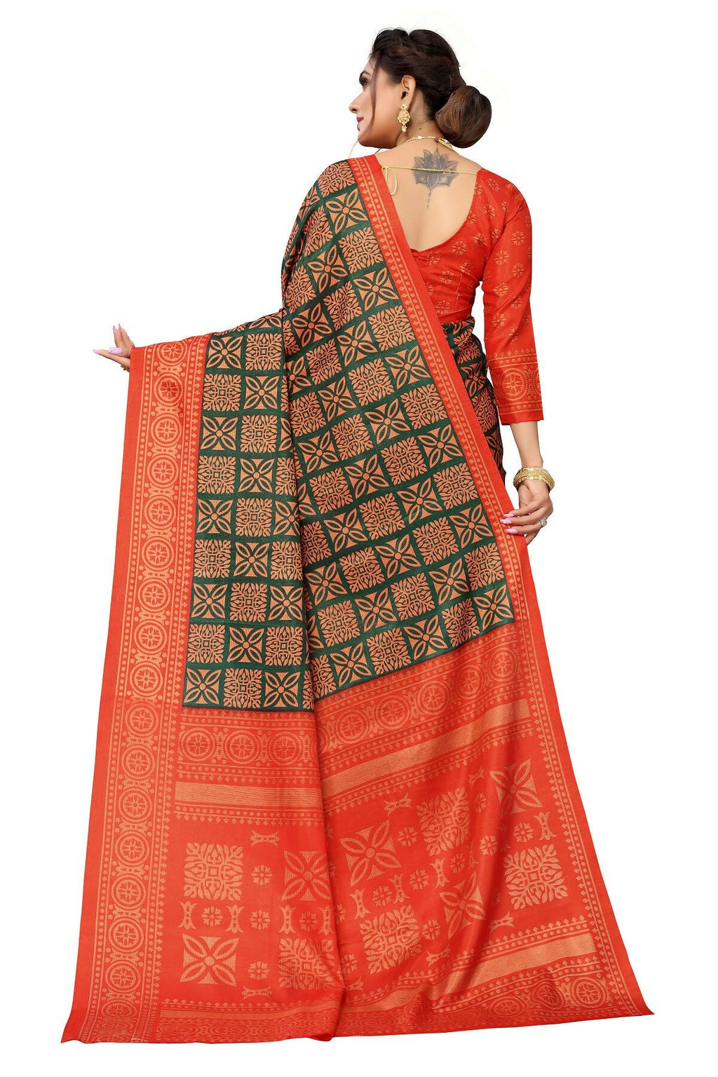 Vamika Red Printed Art Silk Saree