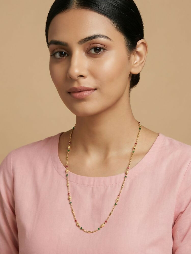NVR Women Gold Plated Artificial Beads Chain - Distacart