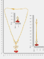 Ruby Raang Maang Tikka With Necklace And Earrings Set - Distacart
