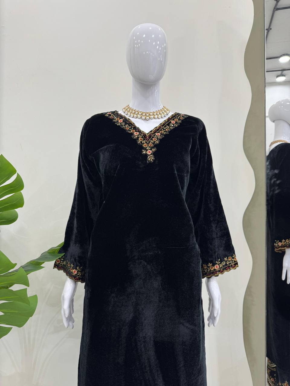 Prazu Fashion Black Viscose Velvet Thread Sequence Salwar Suit - Distacart