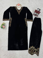 Prazu Fashion Black Viscose Velvet Thread Sequence Salwar Suit - Distacart