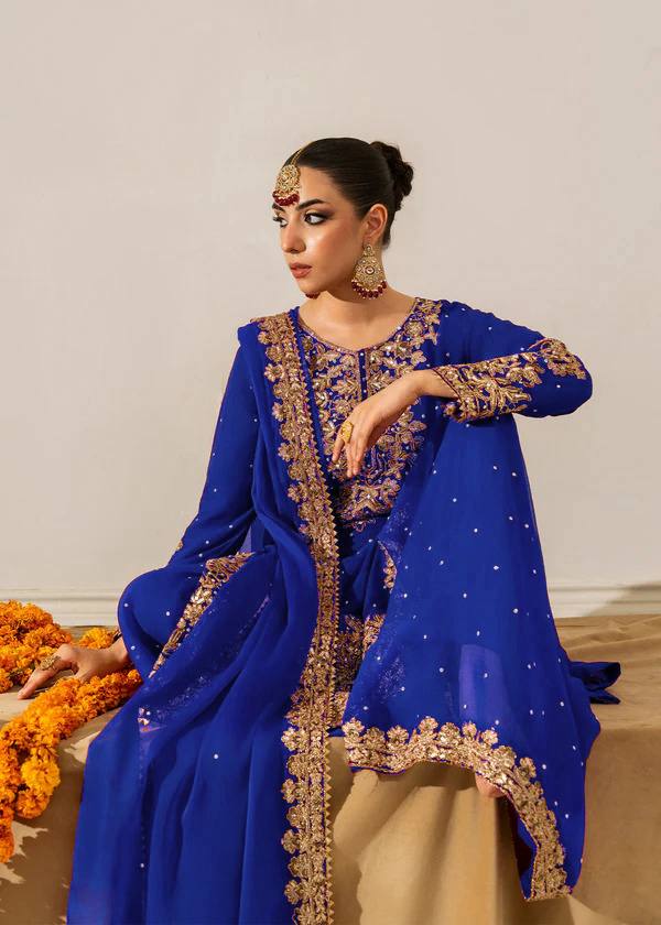Prazu Fashion Blue Georgette Sequin With Rivet Moti Palazzo Suit - Distacart
