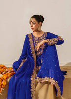 Prazu Fashion Blue Georgette Sequin With Rivet Moti Palazzo Suit - Distacart