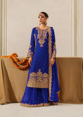 Prazu Fashion Blue Georgette Sequin With Rivet Moti Palazzo Suit - Distacart