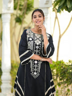 Prazu Fashion Black Rayon Cotton Thread Real Mirror Palazzo Suit - Distacart