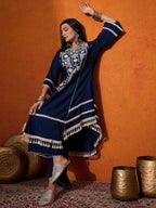 Prazu Fashion Blue Rayon Cotton Thread Real Mirror Palazzo Suit - Distacart