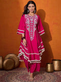 Prazu Fashion Pink Rayon Cotton Thread Real Mirror Palazzo Suit - Distacart
