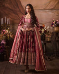 Prazu Fashion Wine Japan Satin Thread Sequin Anarkali Suit - Distacart