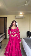 Prazu Fashion Pink Georgette Thread Sequin Anarkali Suit - Distacart
