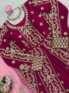 Prazu Fashion Maroon Georgette Thread Sequin Lehenga Style Suit - Distacart