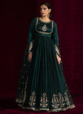 Prazu Fashion Teal Japan Satin Thread Sequence Anarkali Suit - Distacart