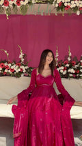 Prazu Fashion Pink Fendy Silk Thread Sequence Anarkali Suit - Distacart