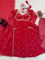 Prazu Fashion Red Fendy Silk Thread Sequence Anarkali Suit - Distacart